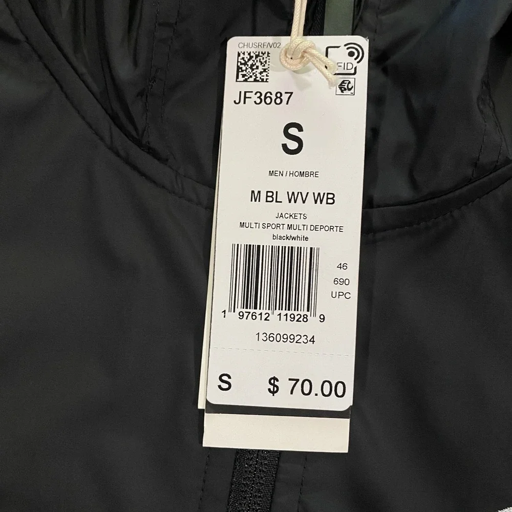 Adidas Essentials Big Logo Mesh Lined Windbreaker Jacket Adult Small Black White